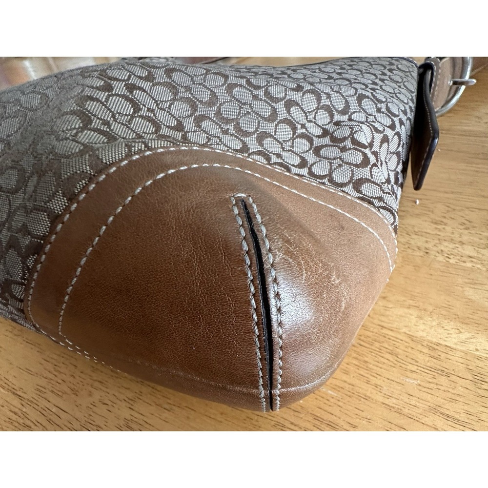 Y2K Coach Soho Signature Jacquard Flap Crossbody Bag Brown Canvas Leather READ - Picture 9 of 16